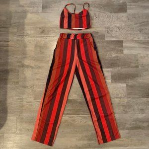 Nasty Gal Two Piece Crop tank & striped pants NWOT